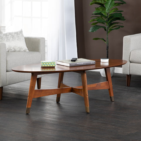 Image of Oval coffee table with midcentury flair Image 1
