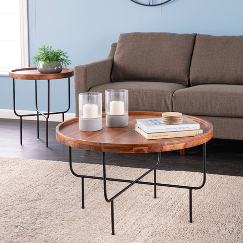 Image of Round cocktail table w/ tray-top look Image 9