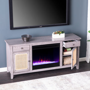 Fireplace media console w/ storage Image 2