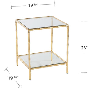 Square side table w/ glass storage Image 6