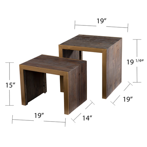 Image of Reclaimed wood side table set Image 10