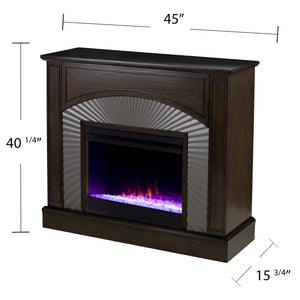 Two-tone electric fireplace w/ textured silver surround Image 10