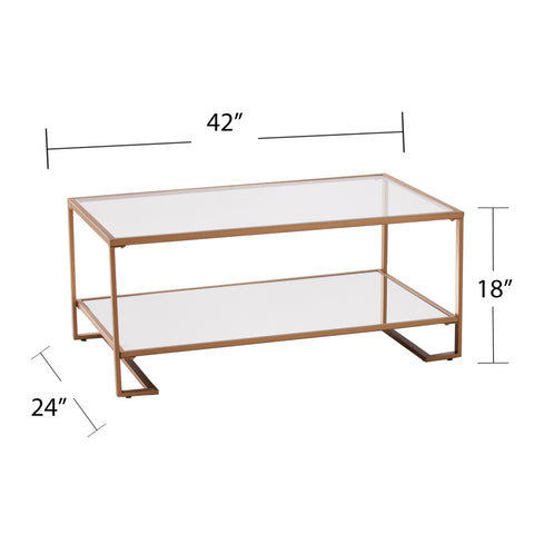 Image of Glass and mirror coffee table w/ shelf Image 9
