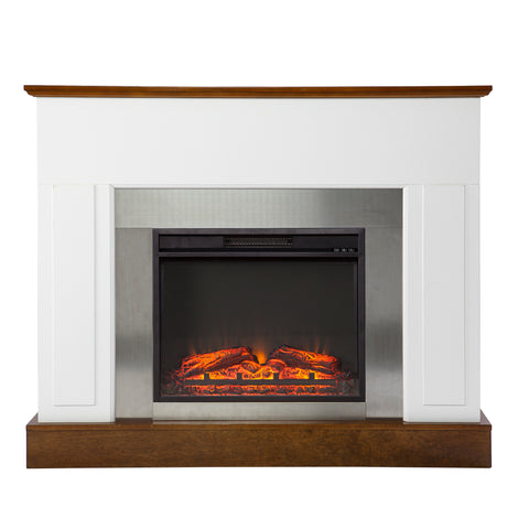 Image of Sleek electric fireplace with metallic surround Image 4
