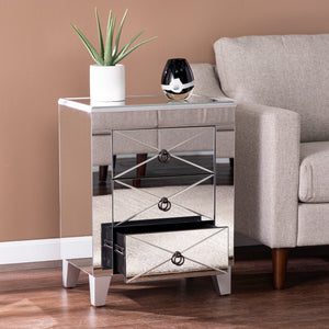Mirrored side table with storage Image 1