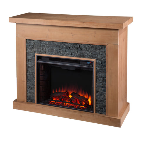 Image of Electric fireplace w/ faux stone surround Image 7