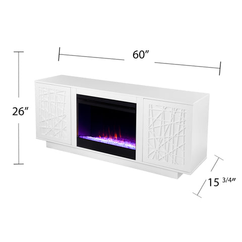 Image of Low-profile media cabinet w/ color changing fireplace Image 7
