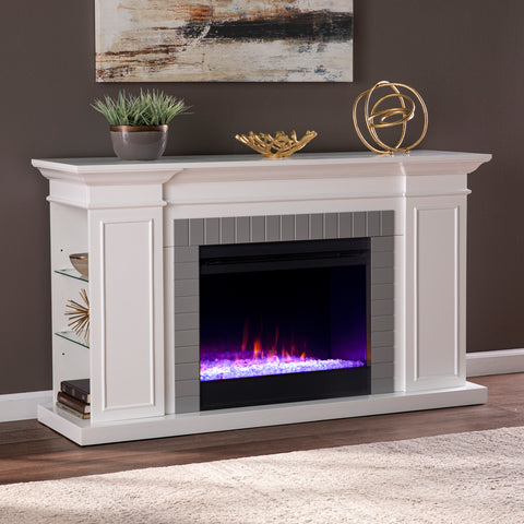 Image of Color changing fireplace w/ storage Image 1