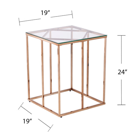 Image of Nicholance Contemporary End Table w/ Glass Top