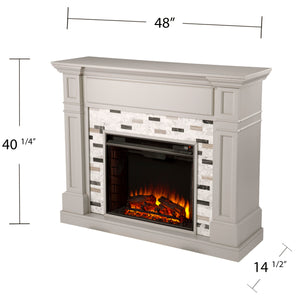 Classic electric fireplace with multicolor marble surround Image 7