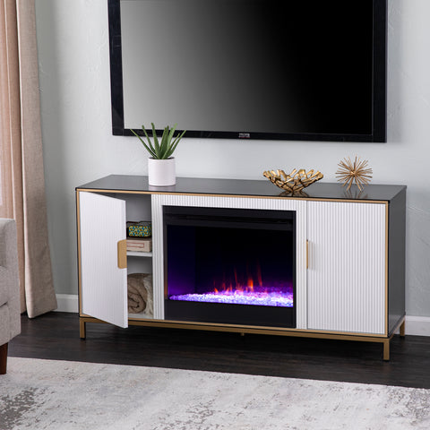 Image of Modern electric fireplace w/ media storage Image 5