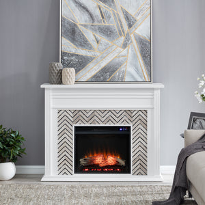 Fireplace mantel w/ authentic marble surround Image 1