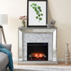 Elegant mirrored fireplace mantel w/ faux stone surround Image 1