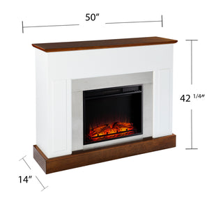 Sleek electric fireplace with metallic surround Image 7