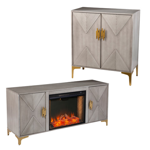 Image of Color changing fireplace console w/ storage Image 10
