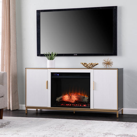 Image of Modern electric fireplace w/ media storage Image 1