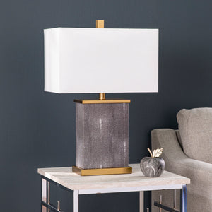 Rectangular table lamp w/ linen shade Image 1