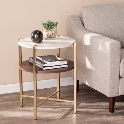 Two-tier side table in round silhouette Image 1