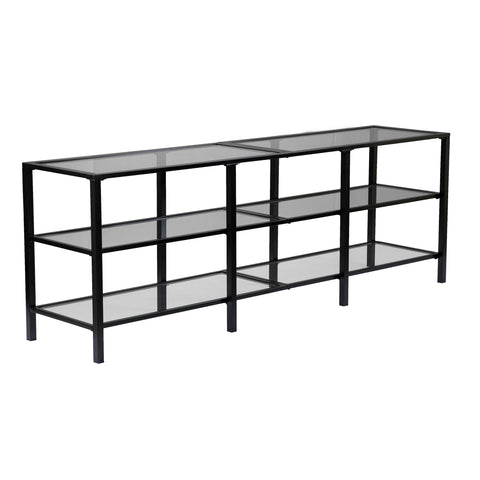 Image of Tyler Metal/Glass TV Stand – Transitional Style - Black