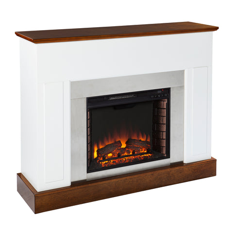 Image of Sleek electric fireplace with metallic surround Image 3