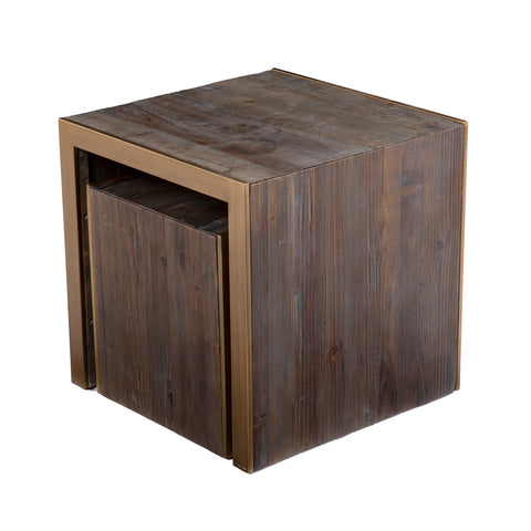 Image of Reclaimed wood side table set Image 9