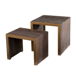 Reclaimed wood side table set Image 6