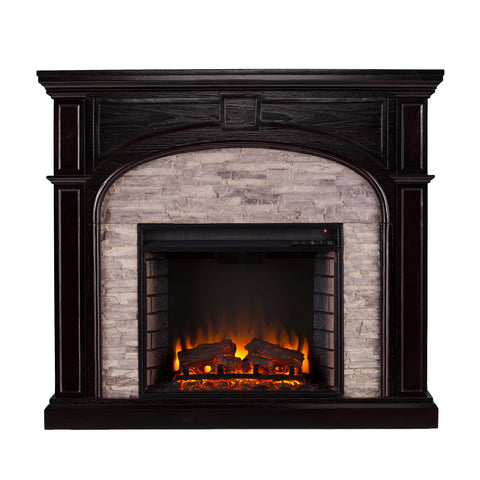 Image of Tanaya Electric Fireplace - Ebony w/ Gray Stacked Stone