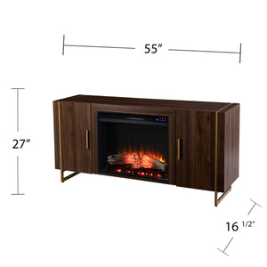 Fireplace media console w/ gold accents Image 5