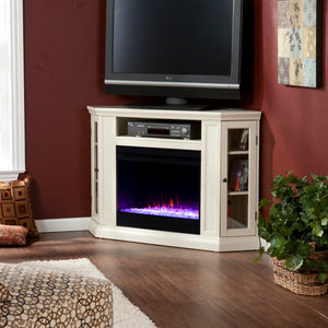 Corner convertible media fireplace w/ color changing flames Image 3
