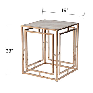 Square side table with faux marble top Image 9