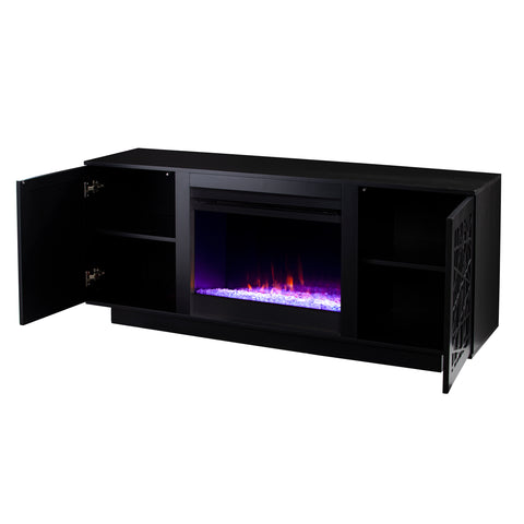 Image of Low-profile media cabinet w/ color changing fireplace Image 8