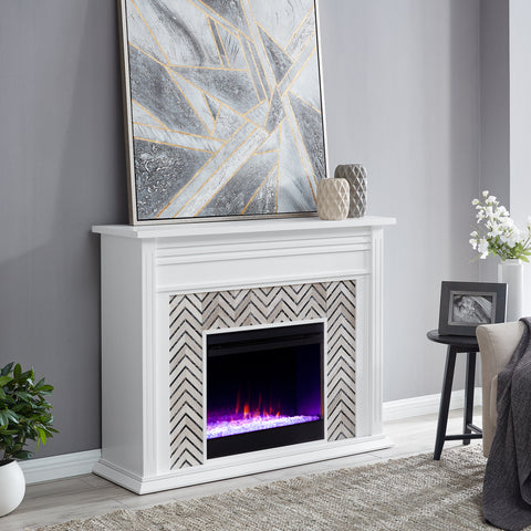 Image of Fireplace mantel w/ authentic marble surround Image 3