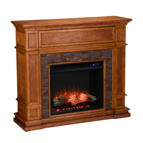 Image of Electric fireplace w/ faux river stone surround Image 4