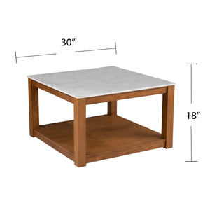 Faux marble top coffee table w/ display storage Image 7