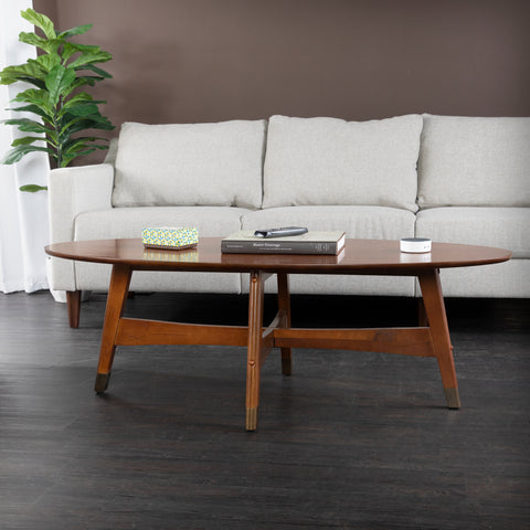 Image of Oval coffee table with midcentury flair Image 5