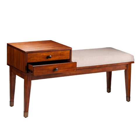Image of Upholstered entryway bench w/ drawers Image 9