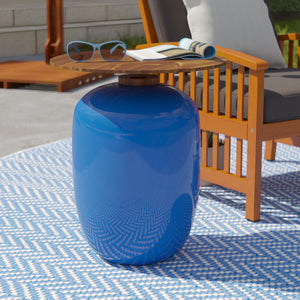 Outdoor side table w/ ceramic base Image 1
