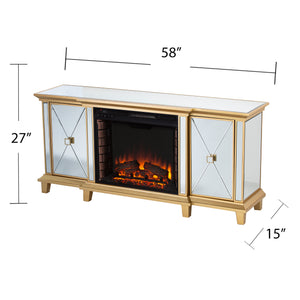 Mirrored media fireplace with storage cabinets Image 8