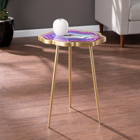 Image of Purple faux agate accent table Image 1