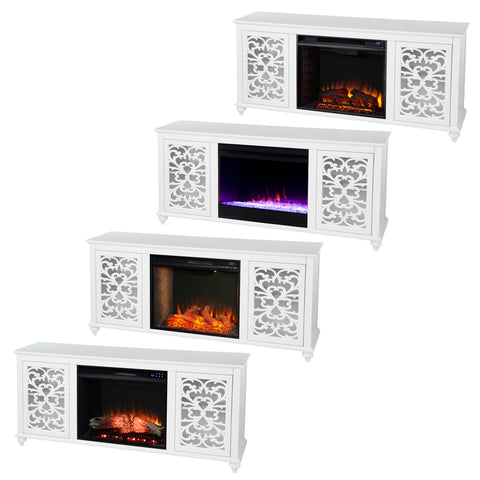 Image of Low-profile media console w/ electric fireplace Image 8