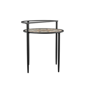 Outdoor side table with tiered glass shelf Image 3