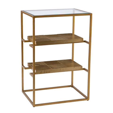 Image of Penketh Glass-Top End Table w/ Storage