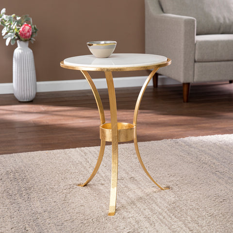 Image of Marble-top side table Image 1