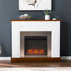 Sleek electric fireplace with metallic surround Image 1