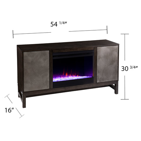 Image of Fireplace media console w/ textured doors Image 10
