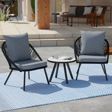 Image of Patio chairs w/ removable cushion and matching accent table Image 1