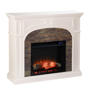 Electric fireplace w/ stacked stone surround Image 4
