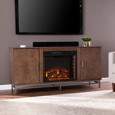 Image of Low-profile fireplace w/ storage Image 1