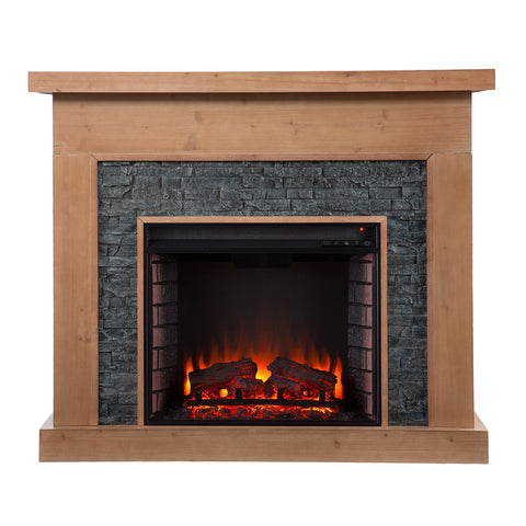 Image of Electric fireplace w/ faux stone surround Image 6
