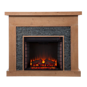 Electric fireplace w/ faux stone surround Image 6